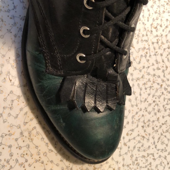 Vintage black and emerald green leather boots. Size 6.5. - Picture 7 of 9
